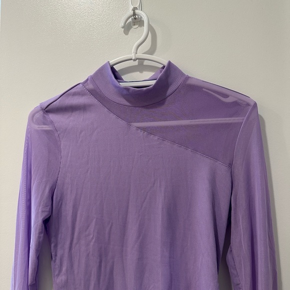 SHEIN Asymmetric Purple Long-Sleeve Bodysuit - Picture 3 of 6
